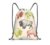 BYwenhopnbs America Bison Drawstring Bag String Bag Lightweight Gym Backpack for Men Women