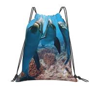 BYwenhopnbs Animal Funny Dolphin PrintedDrawstring Backpack Sports Gym Sackpack Water Resistant String Bag for Women Men