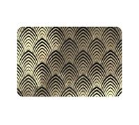 BYwenhopnbs Art Deco Black Champaigne Gold Scales Seashellsfront door Mat, Bathroom Rugs Non Slip Washable indoor doormat, 24"x16"