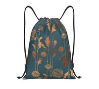 BYwenhopnbs Art Deco Copper Flowers Drawstring Bag String Bag Lightweight Gym Backpack for Men Women