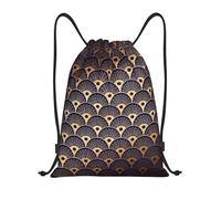 BYwenhopnbs Art Deco Golden Blu Navy Seashells Drawstring Bag String Bag Lightweight Gym Backpack for Men Women