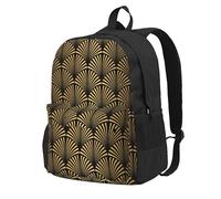 BYwenhopnbs Art Deco Pattern Seamless Black GoldSchool Backpack Travel Bag for Men Women College Back Pack with 15 Laptop Compartmen