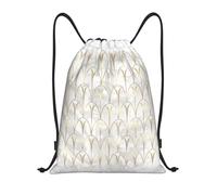 BYwenhopnbs Art Deco Scales Geometry White Grey Gold Marble Drawstring Bag String Bag Lightweight Gym Backpack for Men Women
