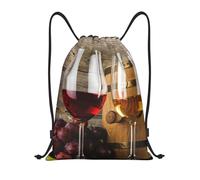 BYwenhopnbs Art Red Wine Galsses & Grapes Drawstring Bag String Bag Lightweight Gym Backpack for Men Women