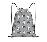 BYwenhopnbs Australian Shepherd Blue Merle Dog Simple Grey Drawstring Bag String Bag Lightweight Gym Backpack for Men Women