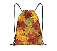 BYwenhopnbs Autumn Leaves Printed Drawstring Bag String Bag Lightweight Gym Backpack for Men Women