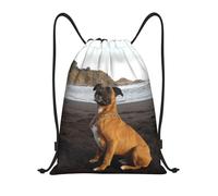 BYwenhopnbs Beach Brown Boxer Dog Portrait Drawstring Bag String Bag Lightweight Gym Backpack for Men Women