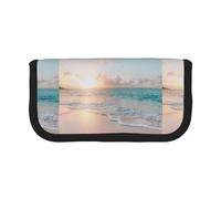 BYwenhopnbs Beautiful Beach Yellow Sunset，Large Capacity Pencil Case, Pen Pouch Organizer Canvas Pencil Bag for Girls