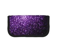 BYwenhopnbs Beautiful Purple Glitter,Large Capacity Pencil Case, Pen Pouch Organizer Canvas Pencil Bag for Girls
