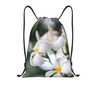 BYwenhopnbs Beautiful White Frangipani Wake Plumeria Flowers Drawstring Bag String Bag Lightweight Gym Backpack for Men Women