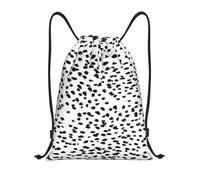 BYwenhopnbs Black And White Animal Print Dalmatian Spot Dots Drawstring Bag String Bag Lightweight Gym Backpack for Men Women