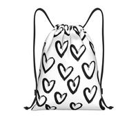 BYwenhopnbs Black And White Heart Drawstring Bag String Bag Lightweight Gym Backpack for Men Women