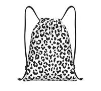BYwenhopnbs Black And White Leopard Print With Monogram Drawstring Bag String Bag Lightweight Gym Backpack for Men Women