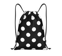 BYwenhopnbs Black And White Polka Dot 1 Drawstring Bag String Bag Lightweight Gym Backpack for Men Women