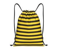 BYwenhopnbs Black And Yellow Bee Stripe Drawstring Bag String Bag Lightweight Gym Backpack for Men Women