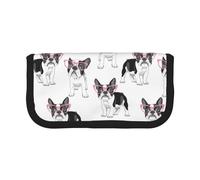 BYwenhopnbs Black Frenchie Cartoon French Bulldog Pink，Large Capacity Pencil Case, Pen Pouch Organizer Canvas Pencil Bag for Girls