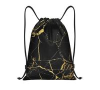 BYwenhopnbs Black Gold Marble Drawstring Bag String Bag Lightweight Gym Backpack for Men Women