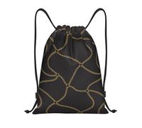 BYwenhopnbs Black Golden Chains Chain Drawstring Bag String Bag Lightweight Gym Backpack for Men Women