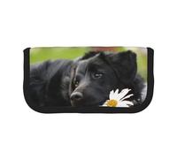 BYwenhopnbs Black Labrador Chamomile Black Retriever Dogs,Large Capacity Pencil Case, Pen Pouch Organizer Canvas Pencil Bag for Girls