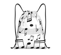 BYwenhopnbs Black Music Notes Scales Drawstring Bag String Bag Lightweight Gym Backpack for Men Women