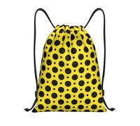 BYwenhopnbs Black Polka Dots With Yellow Wall Drawstring Bag String Bag Lightweight Gym Backpack for Men Women
