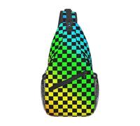 BYwenhopnbs Black Rainbow CheckerboardSling Bag for Men Crossbody Small Travel Shoulder Daypack