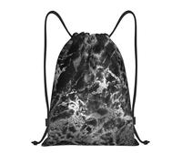 BYwenhopnbs Black Silver Graphite Gray Marble Drawstring Bag String Bag Lightweight Gym Backpack for Men Women