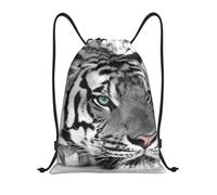 BYwenhopnbs Black White Tiger Print Drawstring Bag String Bag Lightweight Gym Backpack for Men Women