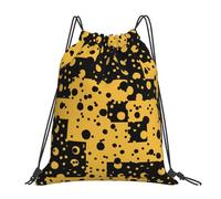 BYwenhopnbs Black Yellow Abstract PatternDrawstring Backpack Sports Gym Sackpack Water Resistant String Bag for Women Men