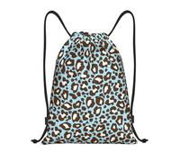 BYwenhopnbs Blue And Brown Leopard Spotted Animal Print Drawstring Bag String Bag Lightweight Gym Backpack for Men Women