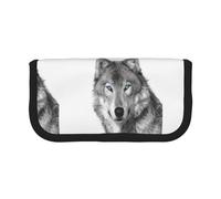 BYwenhopnbs Blue-Eyed Wolf，Large Capacity Pencil Case, Pen Pouch Organizer Canvas Pencil Bag for Girls