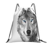 BYwenhopnbs Blue-Eyed WolfDrawstring Backpack Sports Gym Sackpack Water Resistant String Bag for Women Men