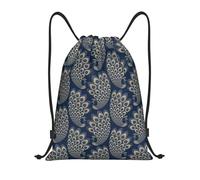 BYwenhopnbs Blue Gold Art Deco Peacock Drawstring Bag String Bag Lightweight Gym Backpack for Men Women