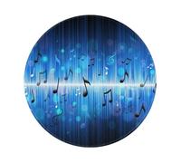 BYwenhopnbs Blue Music Note Round Mouse Pad, Sewn Edge Design 8 x 8 in