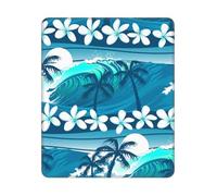 BYwenhopnbs Blue Tropical Surfing With Palm Trees Square Mouse Pad Sewn Edge Design 10&12in