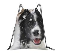 BYwenhopnbs Border Collie Snow DogDrawstring Backpack Sports Gym Sackpack Water Resistant String Bag for Women Men
