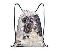 BYwenhopnbs Border Collie Winter Snow White Black Dogs Drawstring Bag String Bag Lightweight Gym Backpack for Men Women
