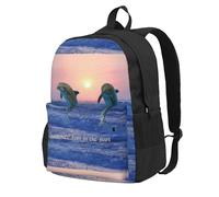 BYwenhopnbs Bottlenose Dolphin At SunriseSchool Backpack Travel Bag for Men Women College Back Pack with 15 Laptop Compartmen