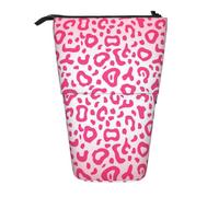 BYwenhopnbs Bright Pink Leopard Skin Pattern Stand up Pencil case Holder, Telescopic Pencil Bag