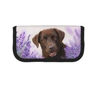 BYwenhopnbs Brown Labrador Lavender Dogs Retriever,Large Capacity Pencil Case, Pen Pouch Organizer Canvas Pencil Bag for Girls
