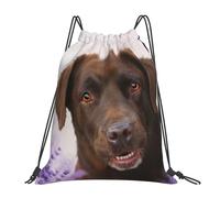 BYwenhopnbs Brown Labrador Lavender Dogs RetrieverDrawstring Backpack Sports Gym Sackpack Water Resistant String Bag for Women Men