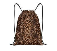BYwenhopnbs Brown Leopard Animal Print Drawstring Bag String Bag Lightweight Gym Backpack for Men Women