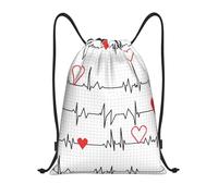BYwenhopnbs Calling Nurses EKG Stripe Drawstring Bag String Bag Lightweight Gym Backpack for Men Women
