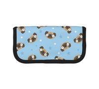 BYwenhopnbs Cartoon Pug Dog Head and Stars Blue Background，Large Capacity Pencil Case, Pen Pouch Organizer Canvas Pencil Bag for Girls