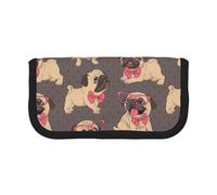 BYwenhopnbs Cartoon Pug Puppy in A Glasses and in A Bow Tie，Large Capacity Pencil Case, Pen Pouch Organizer Canvas Pencil Bag for Girls