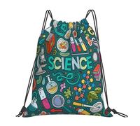 BYwenhopnbs Cartoon Science ThemeDrawstring Backpack Sports Gym Sackpack Water Resistant String Bag for Women Men