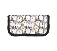 BYwenhopnbs Cartoon Siberian Husky Dog，Large Capacity Pencil Case, Pen Pouch Organizer Canvas Pencil Bag for Girls