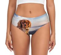 BYwenhopnbs Cavalier King Charles Spaniel Coast Pets Dogs,Women's Support Briefs Pouch Comfort Soft Underwear for Women Multicolour