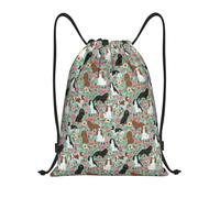 BYwenhopnbs Cavalier King Charles Spaniel Floral Drawstring Bag String Bag Lightweight Gym Backpack for Men Women