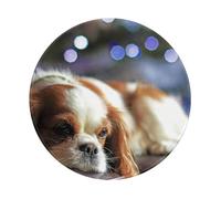 BYwenhopnbs Cavalier King Charles Spaniel Small Spaniel Round Mouse Pad, Sewn Edge Design 8 x 8 in